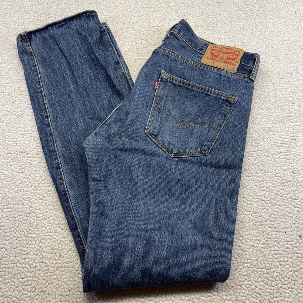 Levi's Jeans‎ Mens 32x34 Blue 501 Original Fit Straight Leg Button Fly Denim